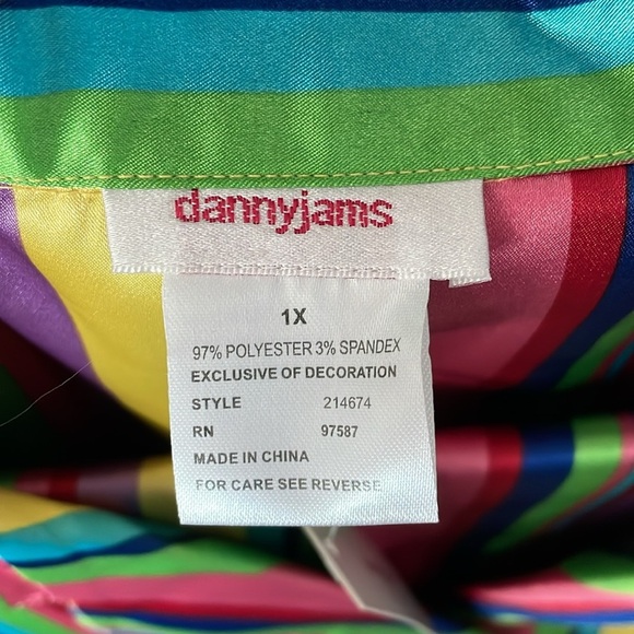Dannyjams PJs Women Size 1X Rainbow Colored Stripes Silky Soft - Picture 6 of 11